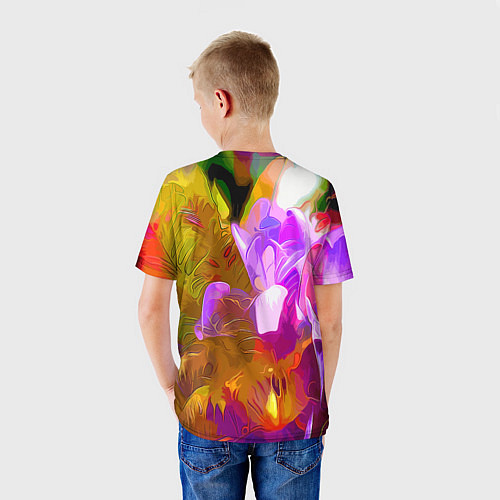 Детская футболка Красочный цветочный узор Лето Colorful Floral Patt / 3D-принт – фото 4