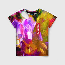 Детская футболка Красочный цветочный узор Лето Colorful Floral Patt