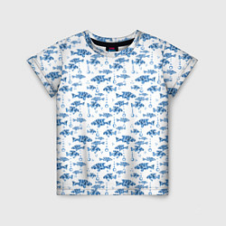 Детская футболка Голубые рыбки ретро принт