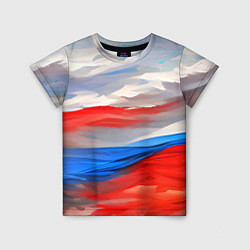 Детская футболка Флаг России в красках