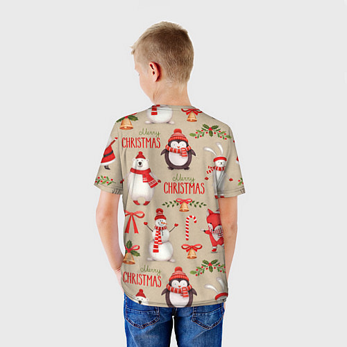Детская футболка СЧАСТЛИВОГО РОЖДЕСТВА MERRY CHRISTMAS / 3D-принт – фото 4