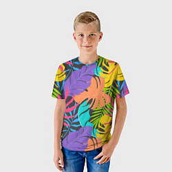 Футболка детская Тропические экзотические листья, цвет: 3D-принт — фото 2