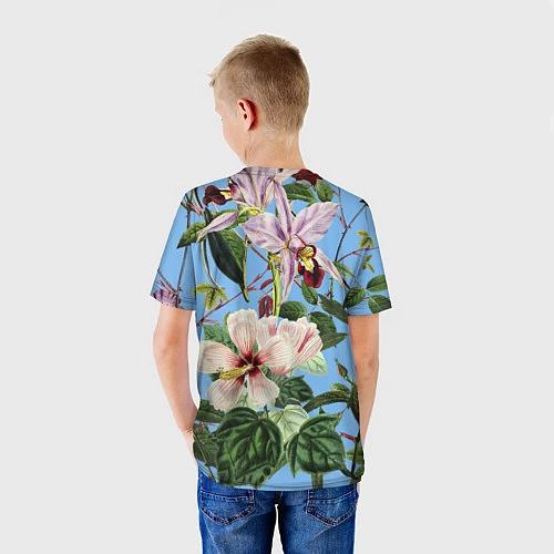 Детская футболка Цветы Сине-Цветочный Букет / 3D-принт – фото 4
