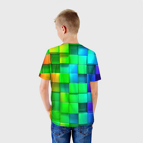 Детская футболка РАЗНОЦВЕТНЫЕ КУБИКИ MULTICOLORED CUBES / 3D-принт – фото 4