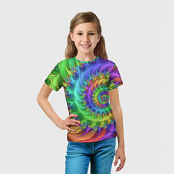 Футболка детская Красочная фрактальная спираль Узор Colorful fracta, цвет: 3D-принт — фото 2