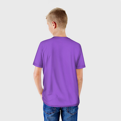 Детская футболка Розово-фиолетовый геометрические фигуры и полосы / 3D-принт – фото 4