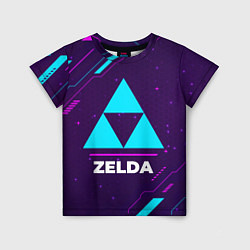 Детская футболка Символ Zelda в неоновых цветах на темном фоне