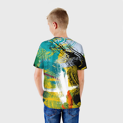 Детская футболка Абстрактные мазки цветной краской strokes of paint / 3D-принт – фото 4