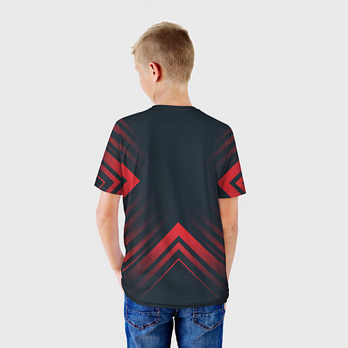 Детская футболка Красный Символ Skyrim на темном фоне со стрелками / 3D-принт – фото 4