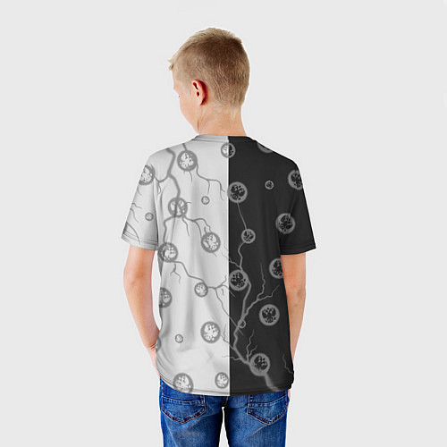 Детская футболка RUSSIA - ГЕРБ - Молнии / 3D-принт – фото 4