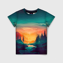 Детская футболка Лес на закате природа