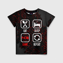 Детская футболка Eat, Sleep, Mass Effect, Repeat
