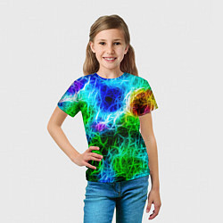 Футболка детская ПЕРЕПЛЕТЕННЫЕ ЦВЕТНЫЕ УЗОРЫ, цвет: 3D-принт — фото 2