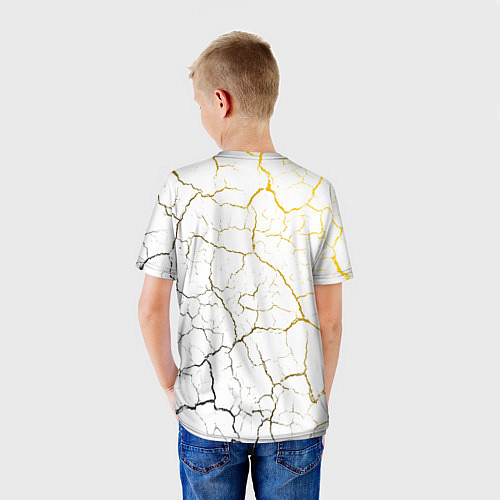 Детская футболка РОССИЙСКАЯ ИМПЕРИЯ - ГЕРБ Трещины / 3D-принт – фото 4