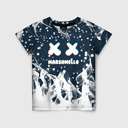 Детская футболка Marshmello белый огонь