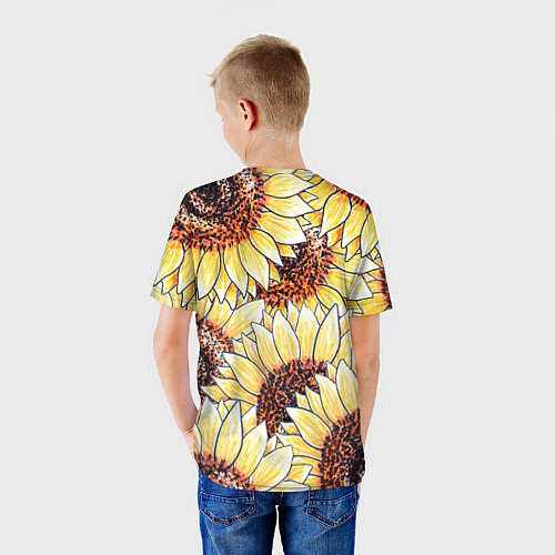 Детская футболка Подсолнухи рисунок паттерн / 3D-принт – фото 4