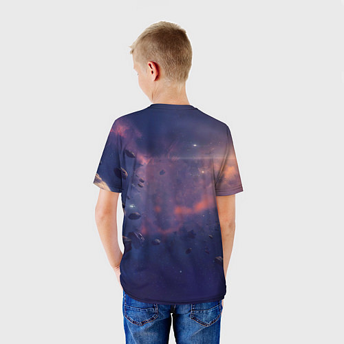 Детская футболка Stellaris космический корабль на фоне астероидов / 3D-принт – фото 4