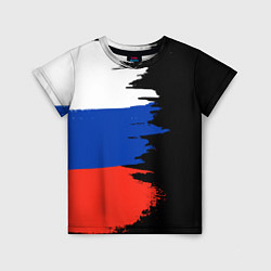 Детская футболка Российский триколор на темном фоне