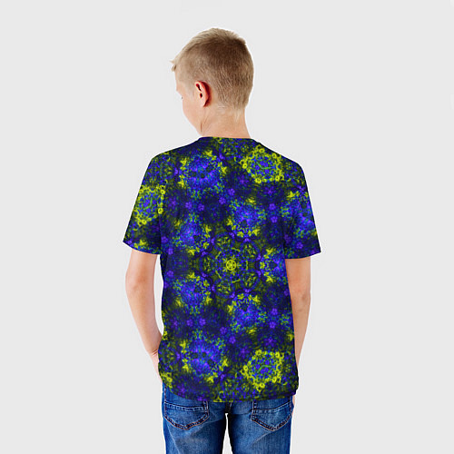 Детская футболка Абстрактный зелено-синий узор Звезда / 3D-принт – фото 4