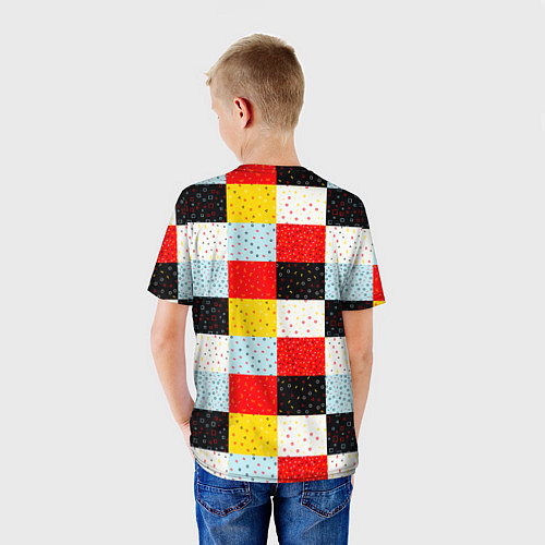 Детская футболка MULTICOLORED SQUARE MOSAIC / 3D-принт – фото 4