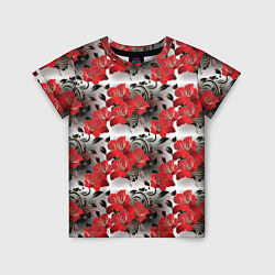 Детская футболка Красные абстрактные цветы