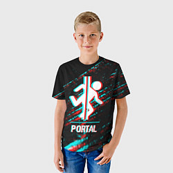 Футболка детская Portal в стиле Glitch Баги Графики на темном фоне, цвет: 3D-принт — фото 2