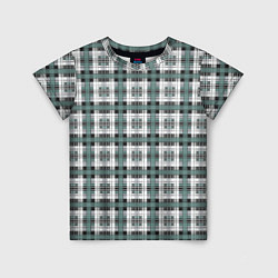 Детская футболка Серо-зеленый клетчатый узор шотландка