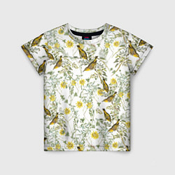 Детская футболка Цветы Жёлтые С Птицами