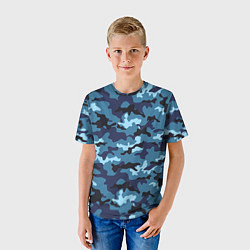 Футболка детская Камуфляж Тёмно-Синий Camouflage Dark-Blue, цвет: 3D-принт — фото 2