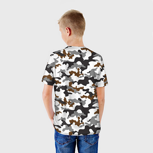 Детская футболка Камуфляж Чёрно-Белый Camouflage Black-White / 3D-принт – фото 4