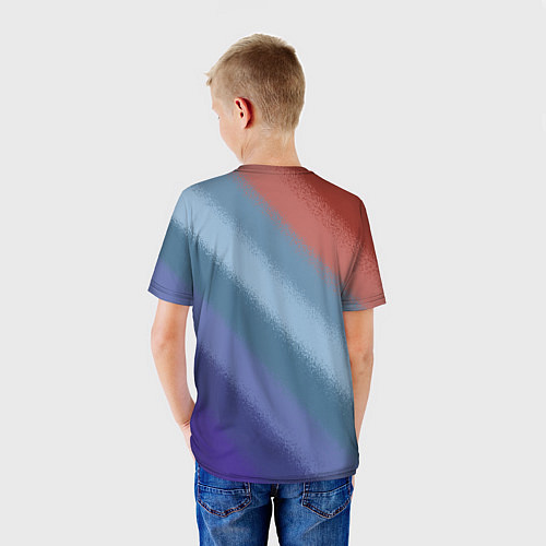 Детская футболка Полосатый коричнево-голубой паттерн / 3D-принт – фото 4