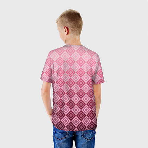 Детская футболка Розовый геометрический градиентный узор / 3D-принт – фото 4