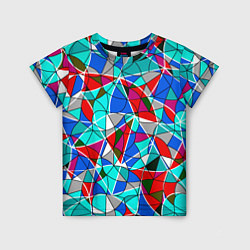 Детская футболка Геометрический узор в бирюзово-красных тонах