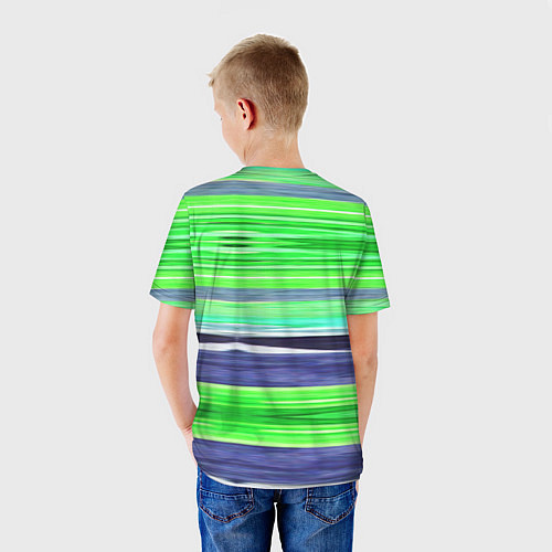 Детская футболка Сине-зеленые абстрактные полосы / 3D-принт – фото 4