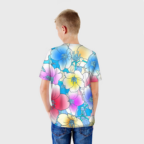 Детская футболка Летний цветочный паттерн Fashion trend 2025 / 3D-принт – фото 4