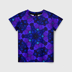 Футболка детская Калейдоскоп -геометрический сине-фиолетовый узор, цвет: 3D-принт