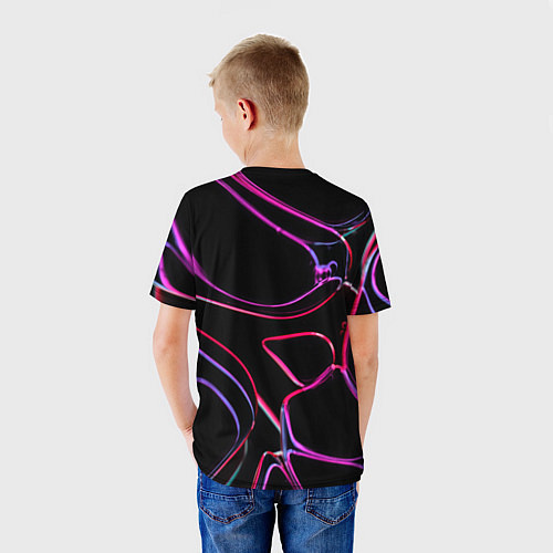 Детская футболка Неоновые линзы во тьме - Розовый / 3D-принт – фото 4