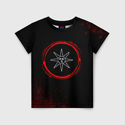 Детская футболка Символ Dark Souls и краска вокруг на темном фоне