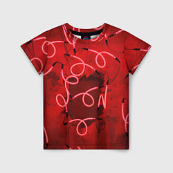 Детская футболка Неоновые закрученные фонари - Красный