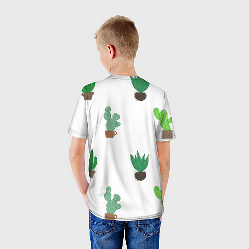 Детская футболка Кактусы в горшках, паттерн / 3D-принт – фото 4