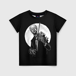 Детская футболка Скелет скрипач под полной луной