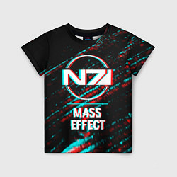 Детская футболка Mass Effect в стиле Glitch Баги Графики на темном