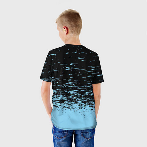 Детская футболка Манчестер сити голубые брызги на черном фоне / 3D-принт – фото 4