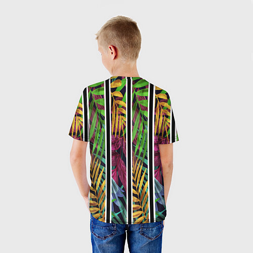 Детская футболка Пальмовые цветные полосы / 3D-принт – фото 4