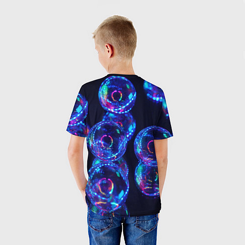 Детская футболка Неоновые сюрреалистичные пузыри - Синий / 3D-принт – фото 4