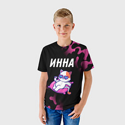 Футболка детская Инна - КОШЕЧКА - Милитари, цвет: 3D-принт — фото 2