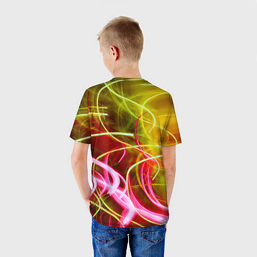 Детская футболка Неоновые линии и фонари - Жёлтый / 3D-принт – фото 4