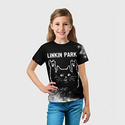 Футболка детская Группа Linkin Park и Рок Кот, цвет: 3D-принт — фото 2