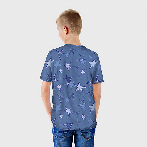 Детская футболка Gray-Blue Star Pattern / 3D-принт – фото 4