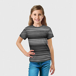 Футболка детская Black and white thin stripes Тонкие полосы, цвет: 3D-принт — фото 2